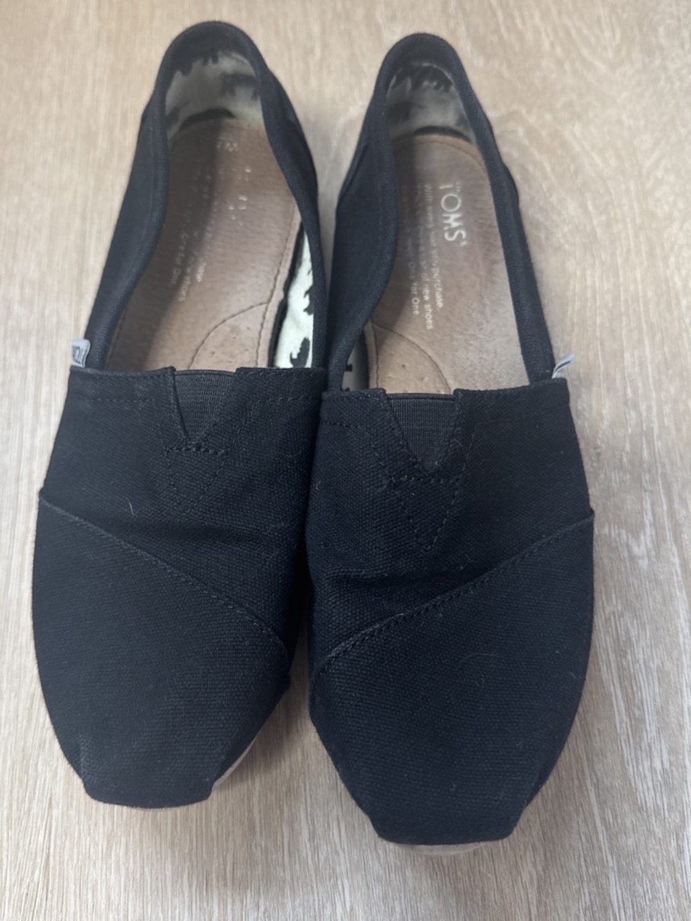 TOMS Classic Canvas Women's Alpargata Paper Source Slip-On Flats Black Size 7